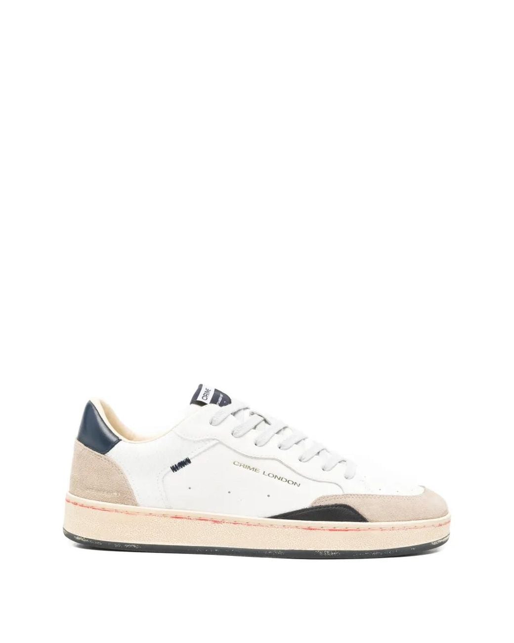 Crime London White Chelsea Suede Panel Sneakers for men