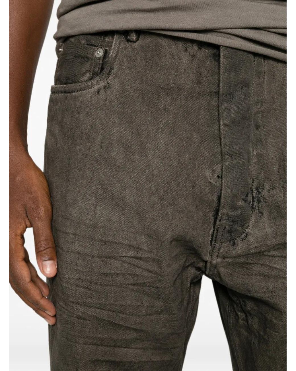Rick Owens Gray Faded Whiskered Jeans for men