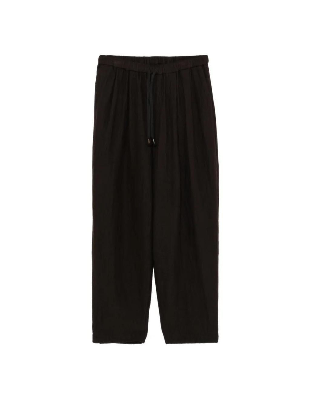 CALMLENCE Black Drawstring Wide-Leg Trousers for men