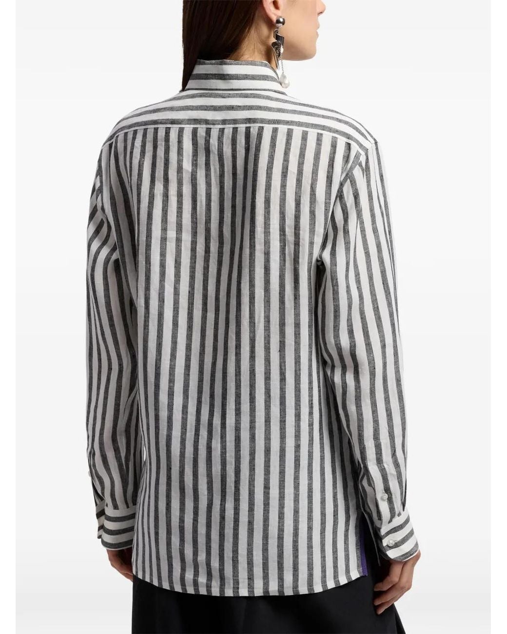 Ralph Lauren White Capri Striped Linen Shirt