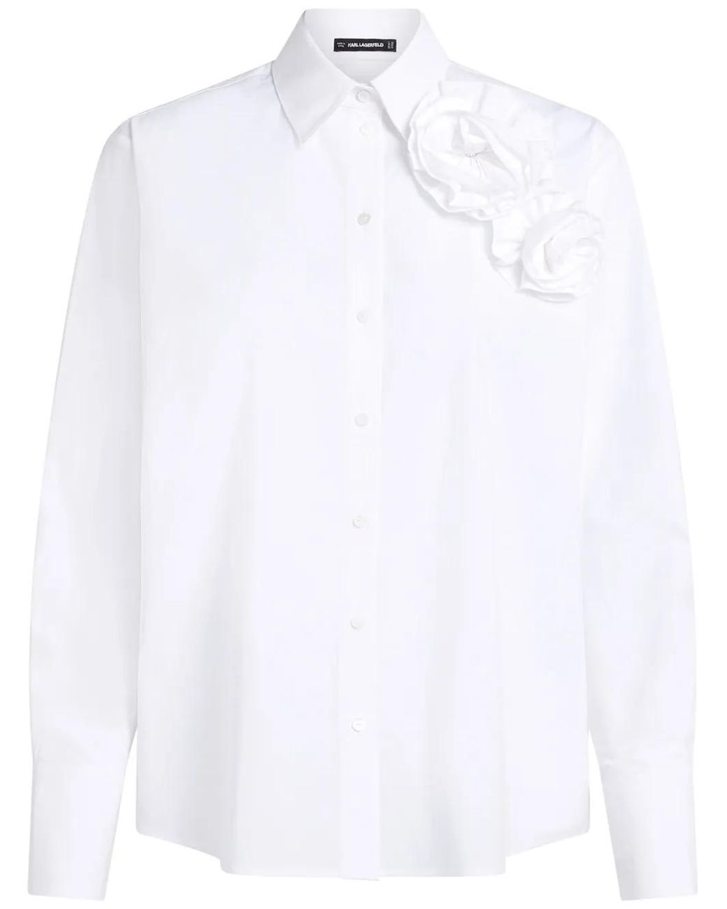 Karl Lagerfeld White Floral Appliqué Shirt