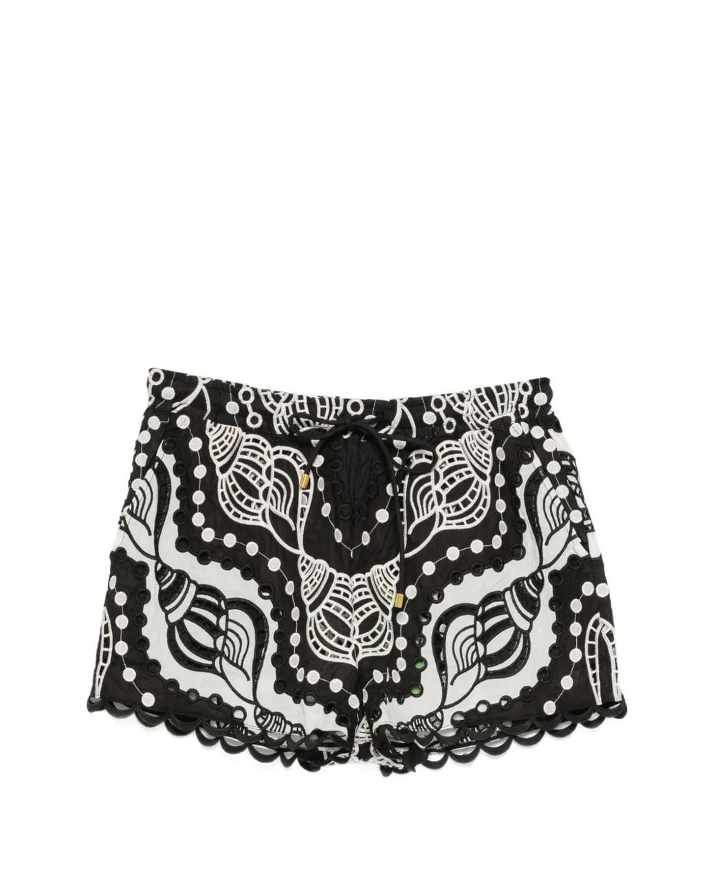 Farm Rio Black Mini Shorts With Embroidery