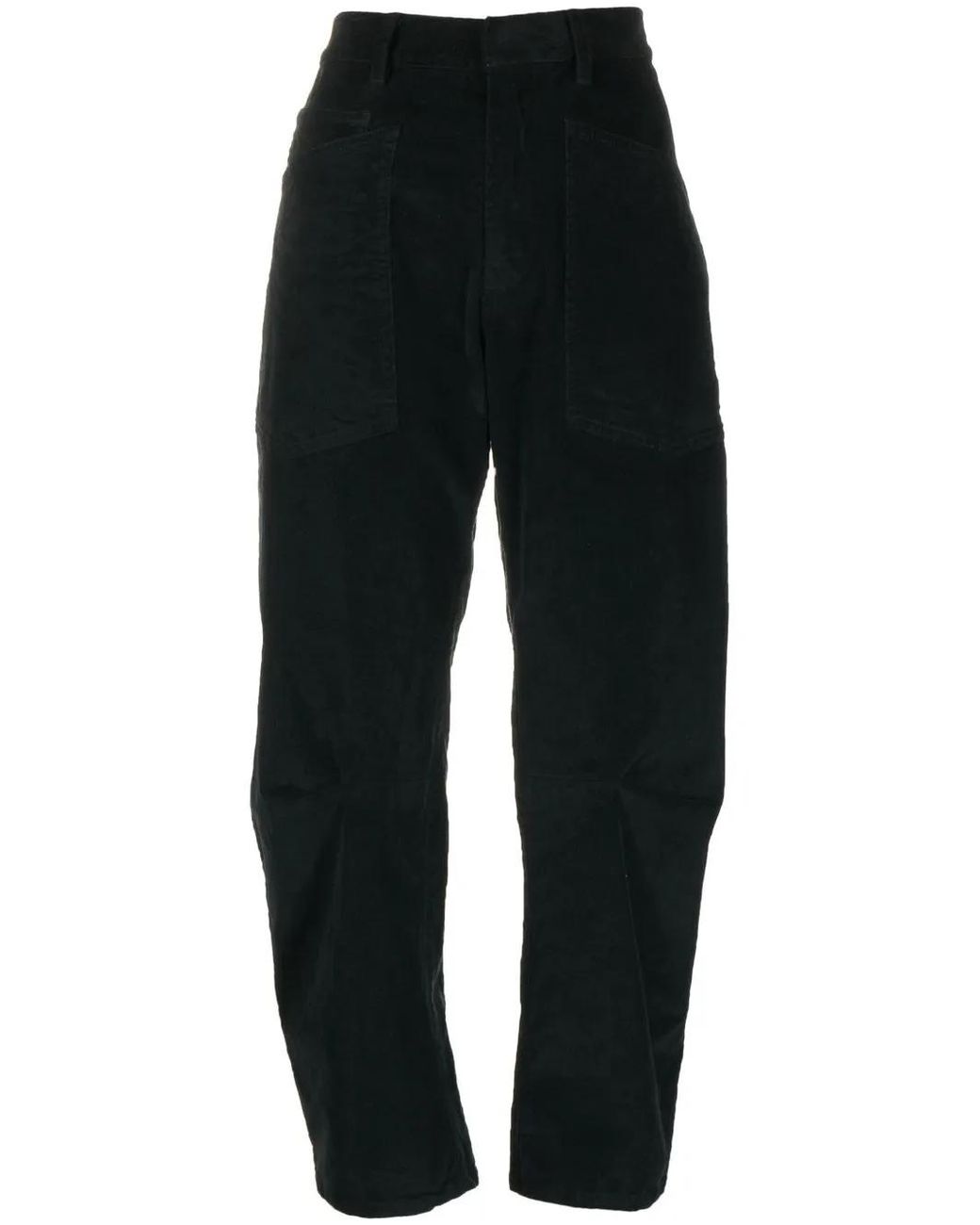 Nili Lotan Black Shon Curved-Leg Trousers