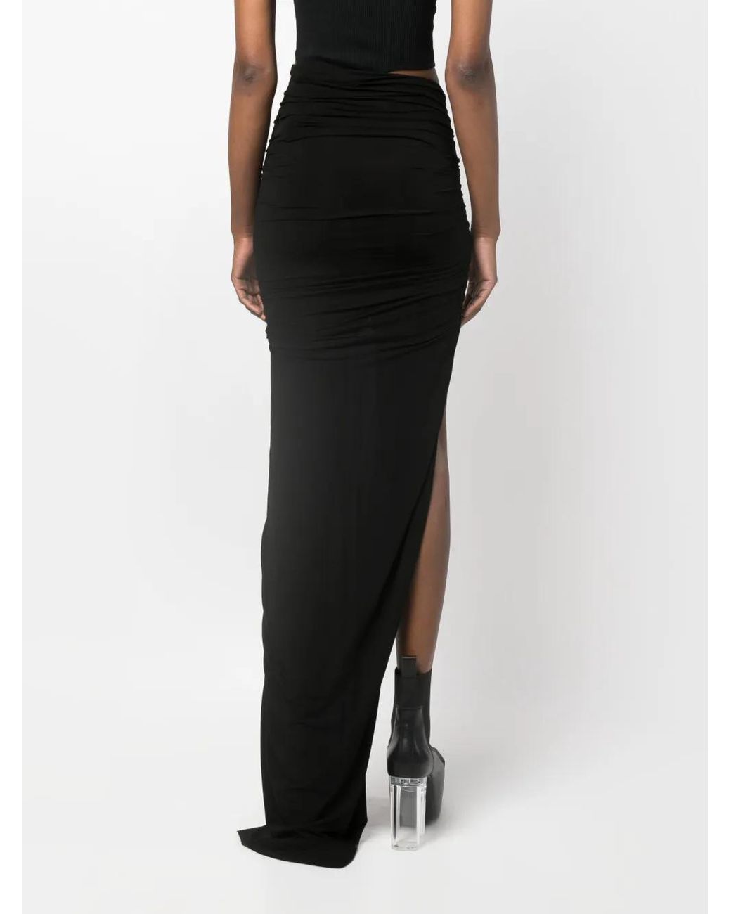 Rick Owens Black Slit Detail Jersey Mermaid Skirt