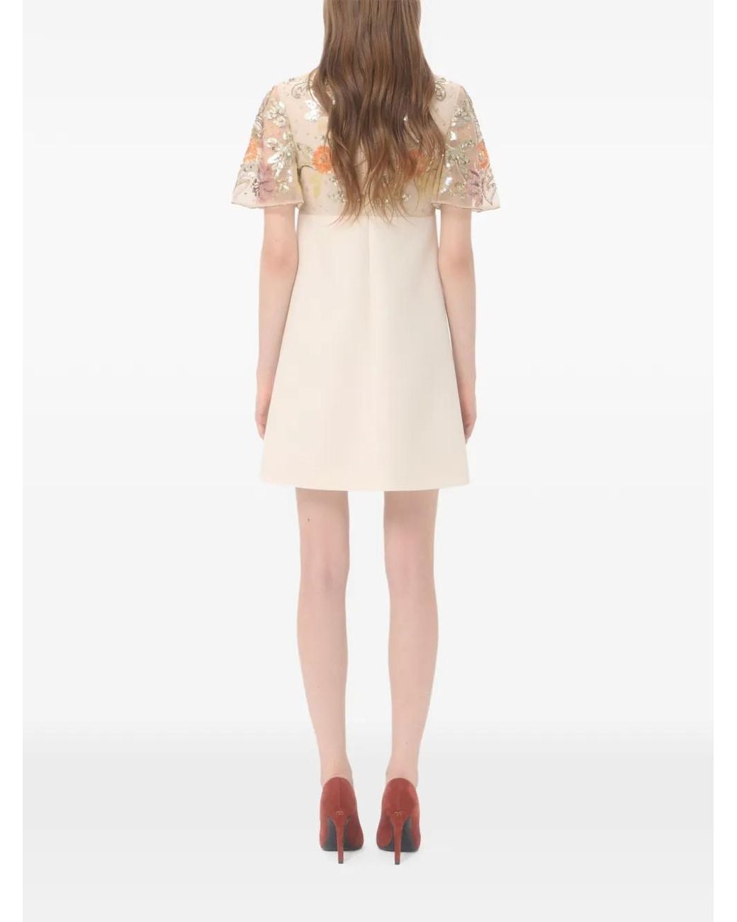 Valentino Garavani White Embroidered Crepe Couture Short Dress