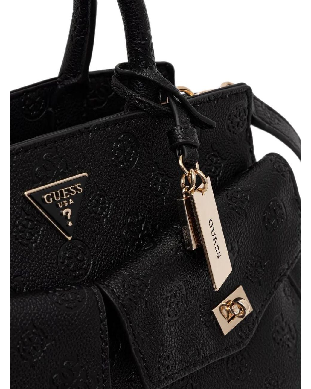 Guess Black Blake Logo-Embossed Front-Pocket Tote Bag