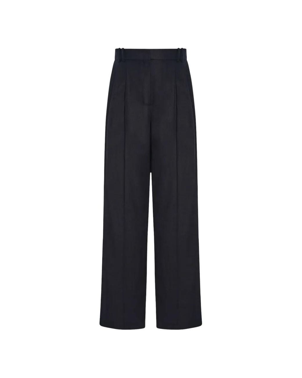Another Tomorrow Blue Pleated Wide-Leg Trousers