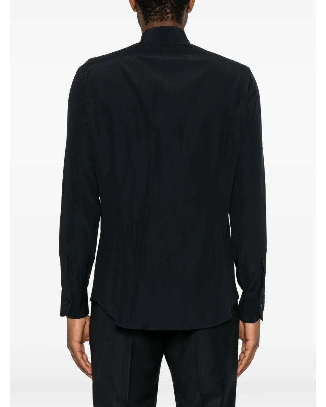 Mazzarelli Black Long-Sleeve Button-Up Shirt for men