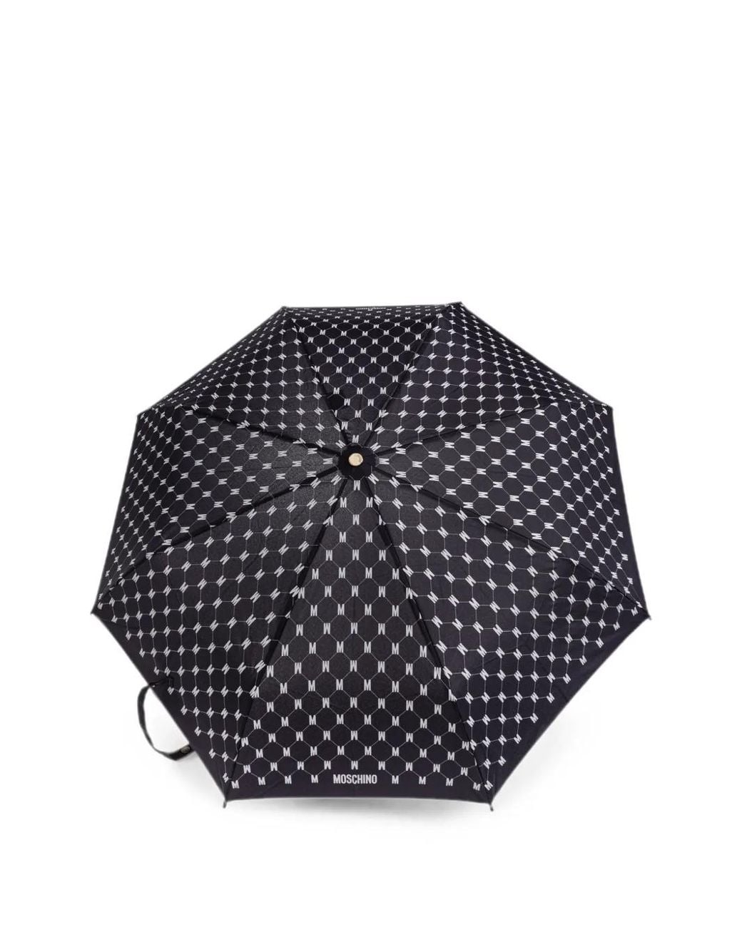 Moschino Blue Monogram Folding Umbrella