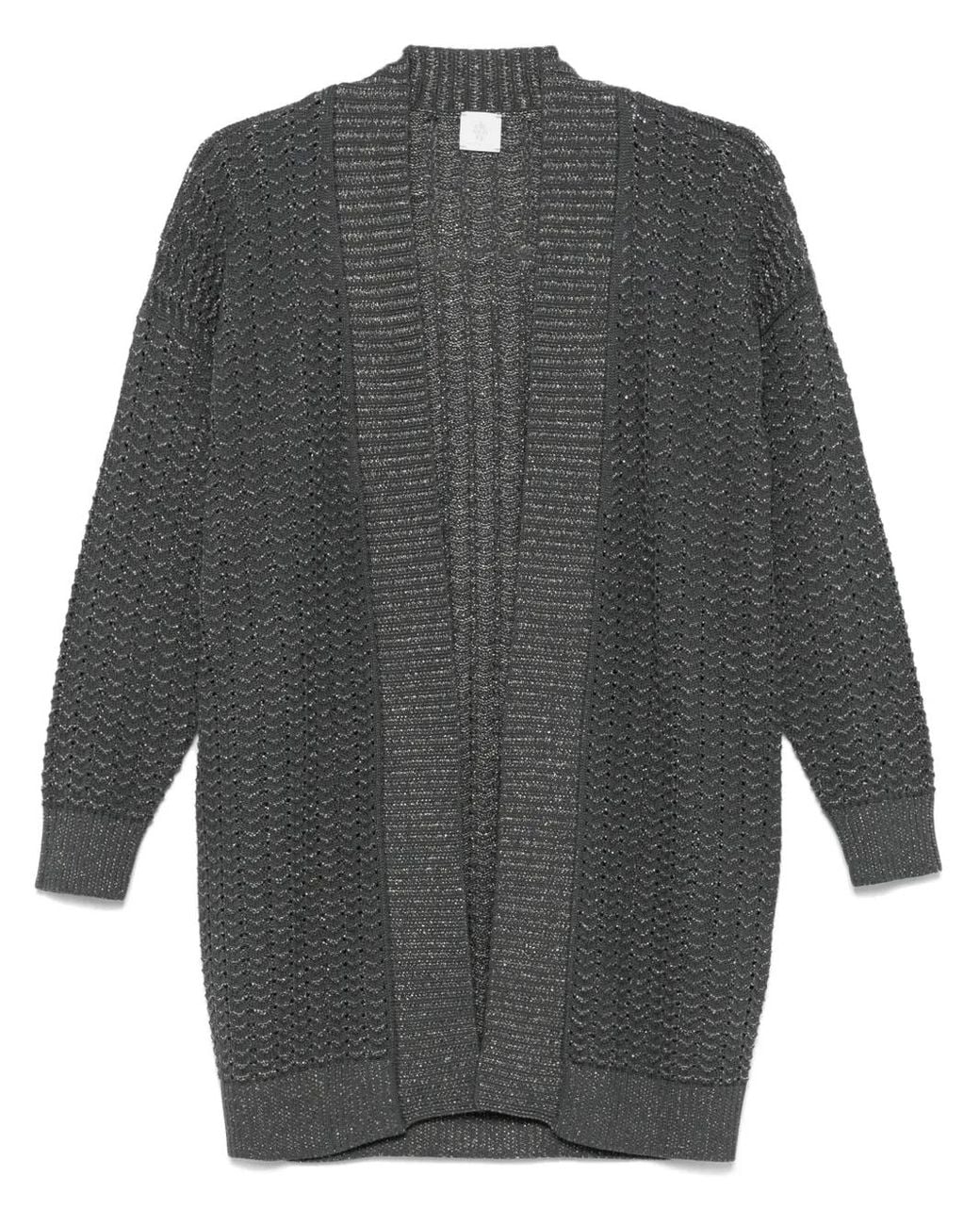 Eleventy Gray Metallic-Threading Cardigan