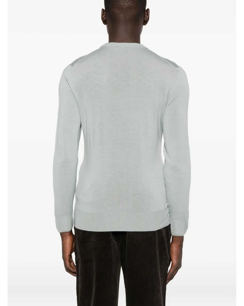 Canali Gray Round-Neck Wool Sweater for men