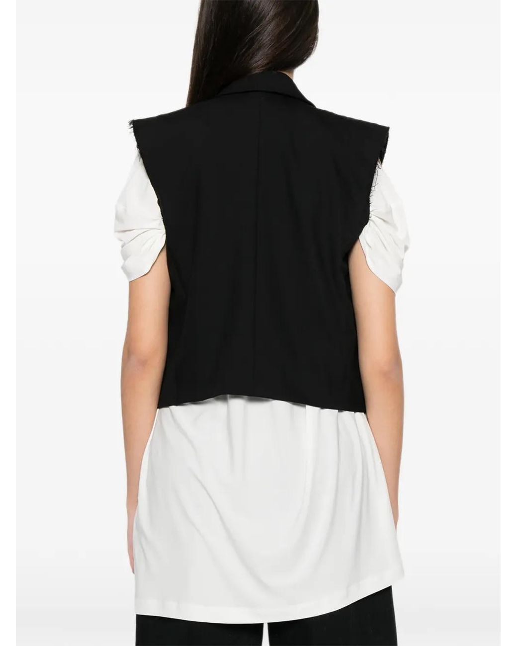 Lutz Huelle Black Smoking Frayed-Edge Gilet