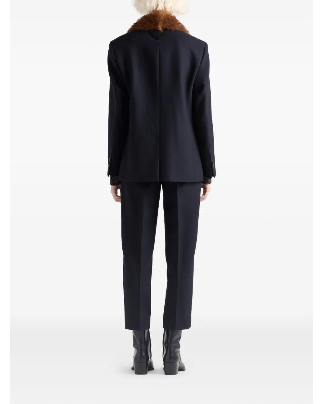 Prada Blue Rush-Stitch Wool Trousers