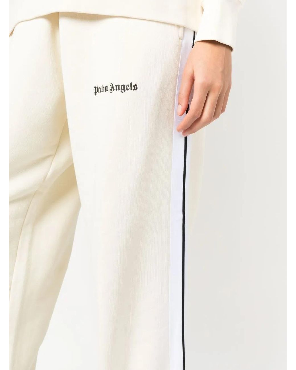 Palm Angels White Logo-Print Track Pants