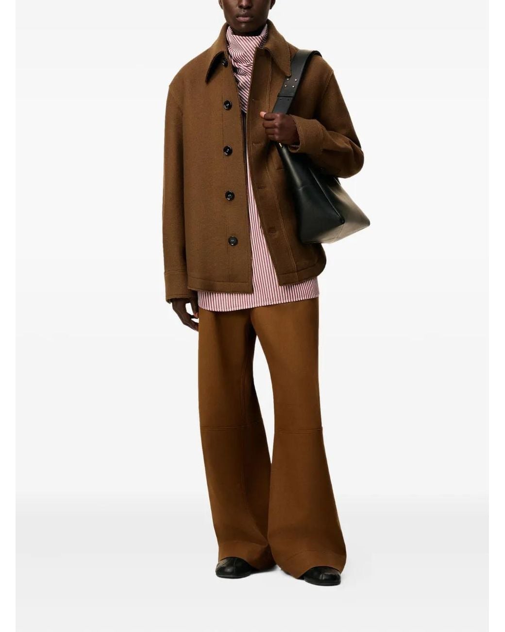 AMI Brown Button-Up Wool Jacket