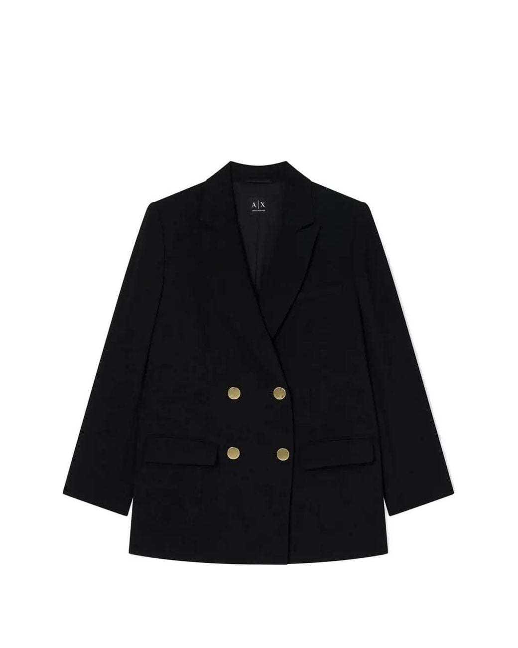 ARMANI EXCHANGE Black Double-Breasted Crepe Blazer
