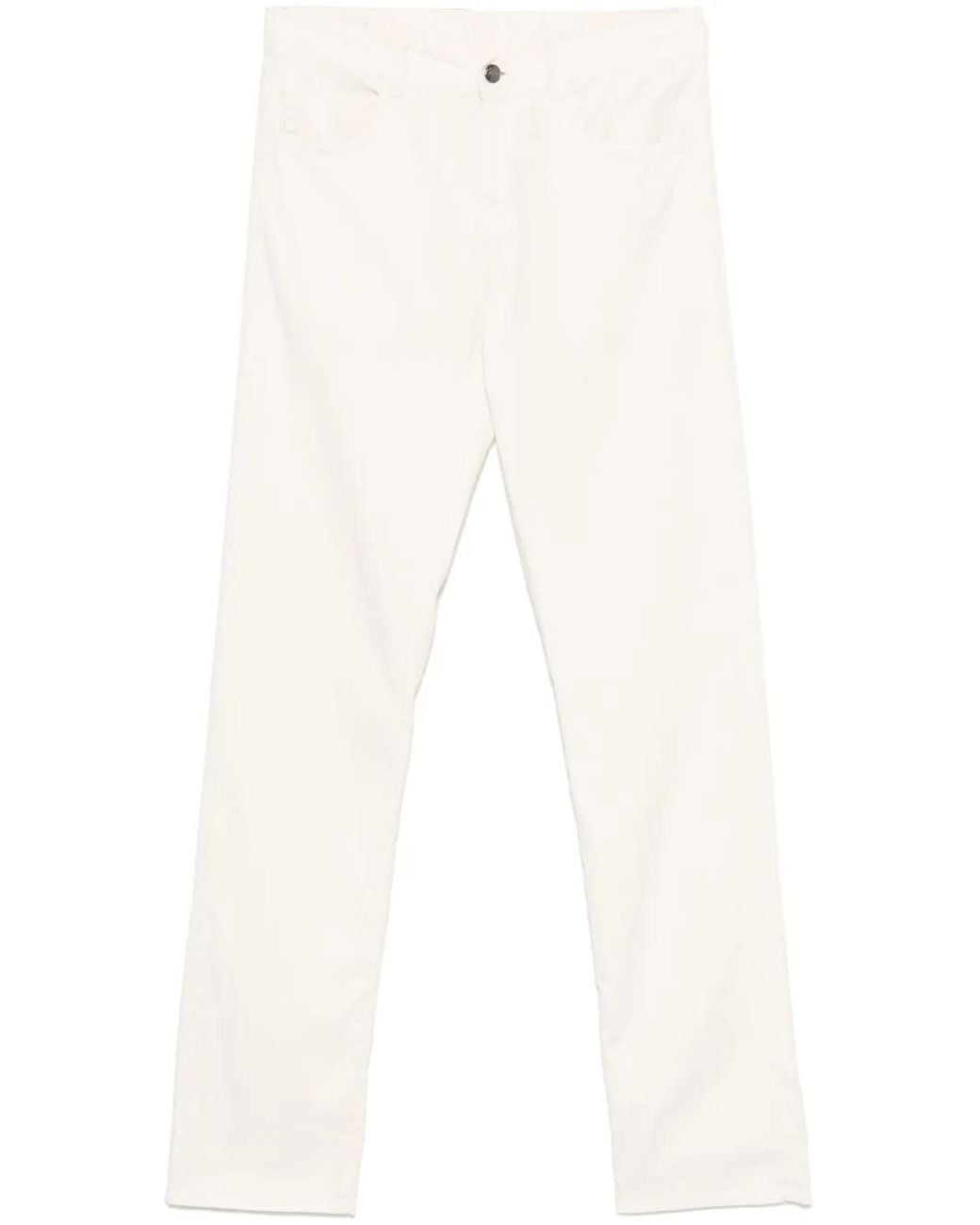 Canali White Straight-Leg Trousers for men
