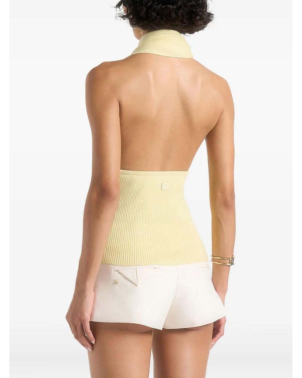 Manière De Voir White Elodie Knitted Draped Halterneck Top