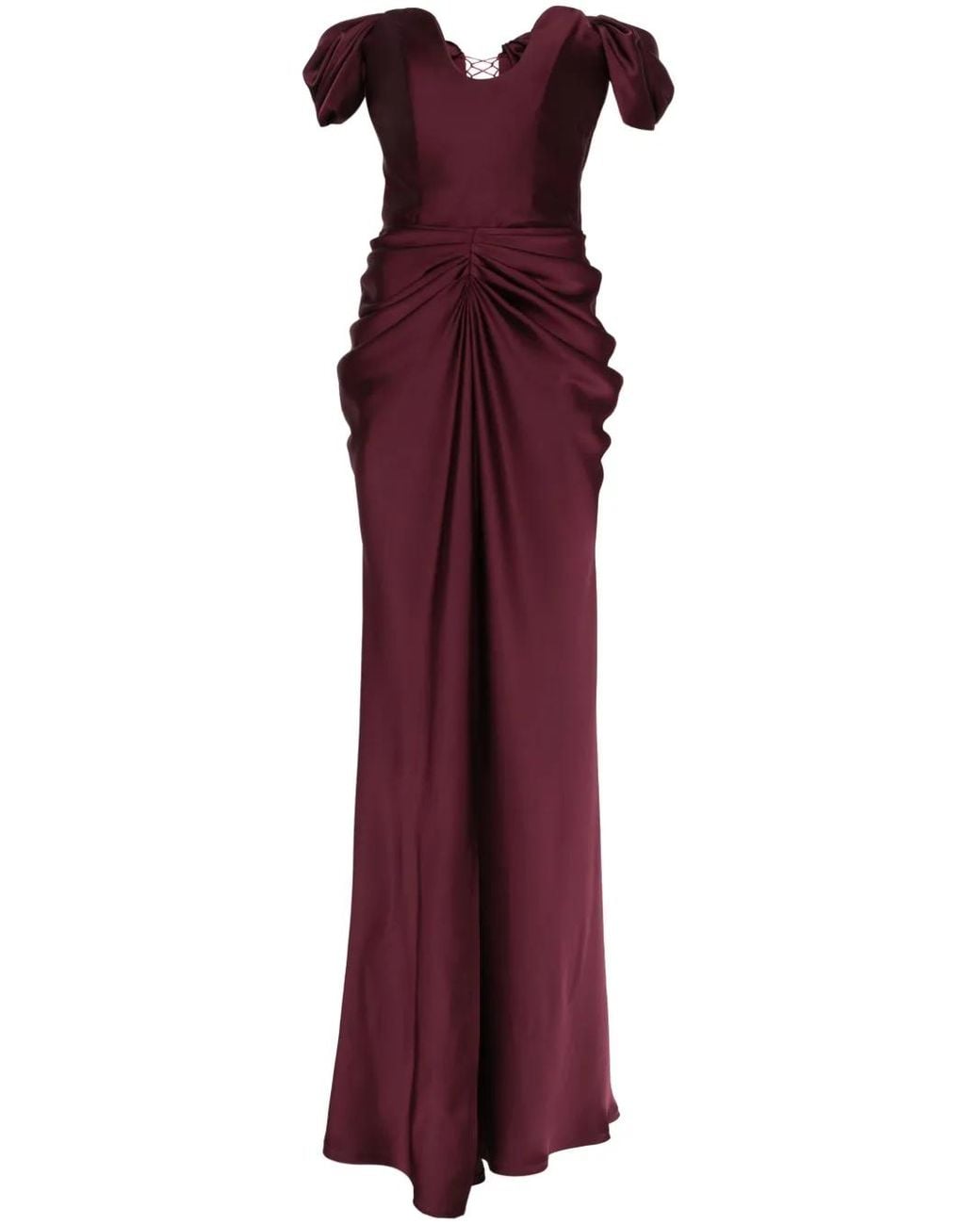 Ana Radu Purple Drape-Detail Maxi Dress