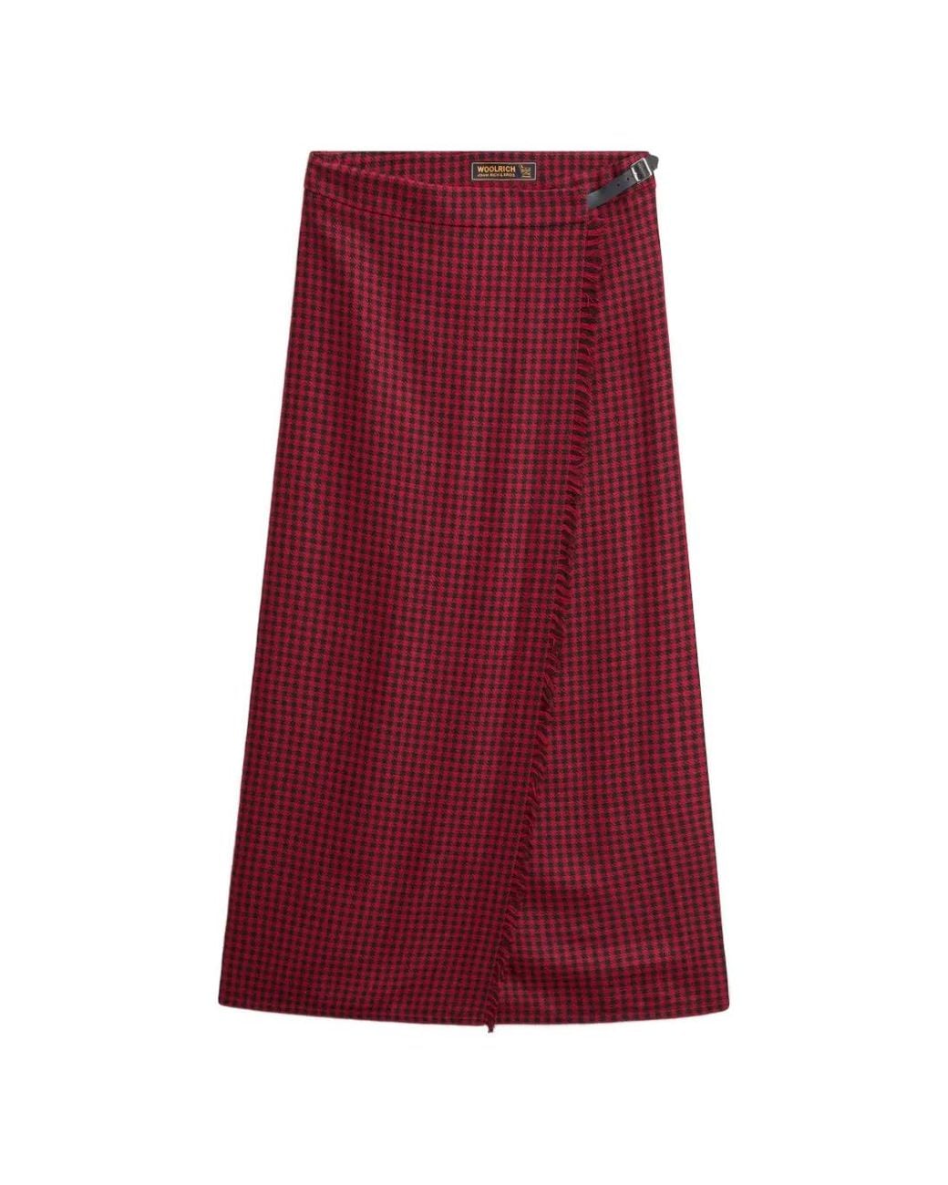 Woolrich Geruite Midi-Wikkelrok in het Red
