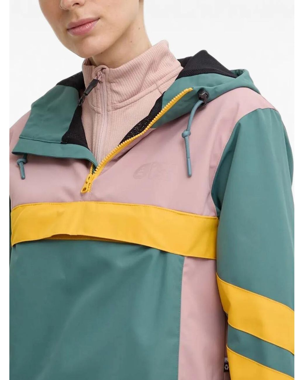 Picture Blue Colour-Block Hooded Coat