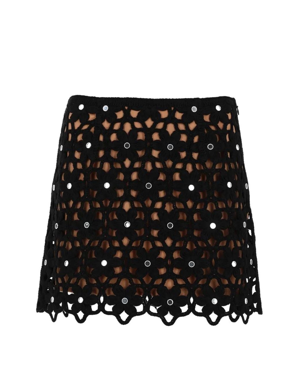 MICHAEL Michael Kors Black Floral-Crochet Mirror-Embellished Mini Skirt