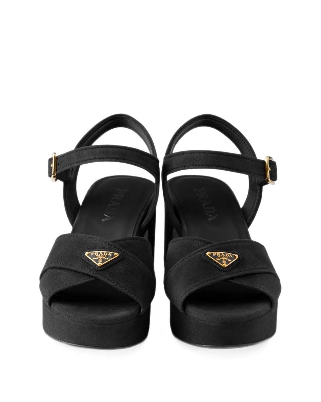 Prada Black Suede Platform Sandals