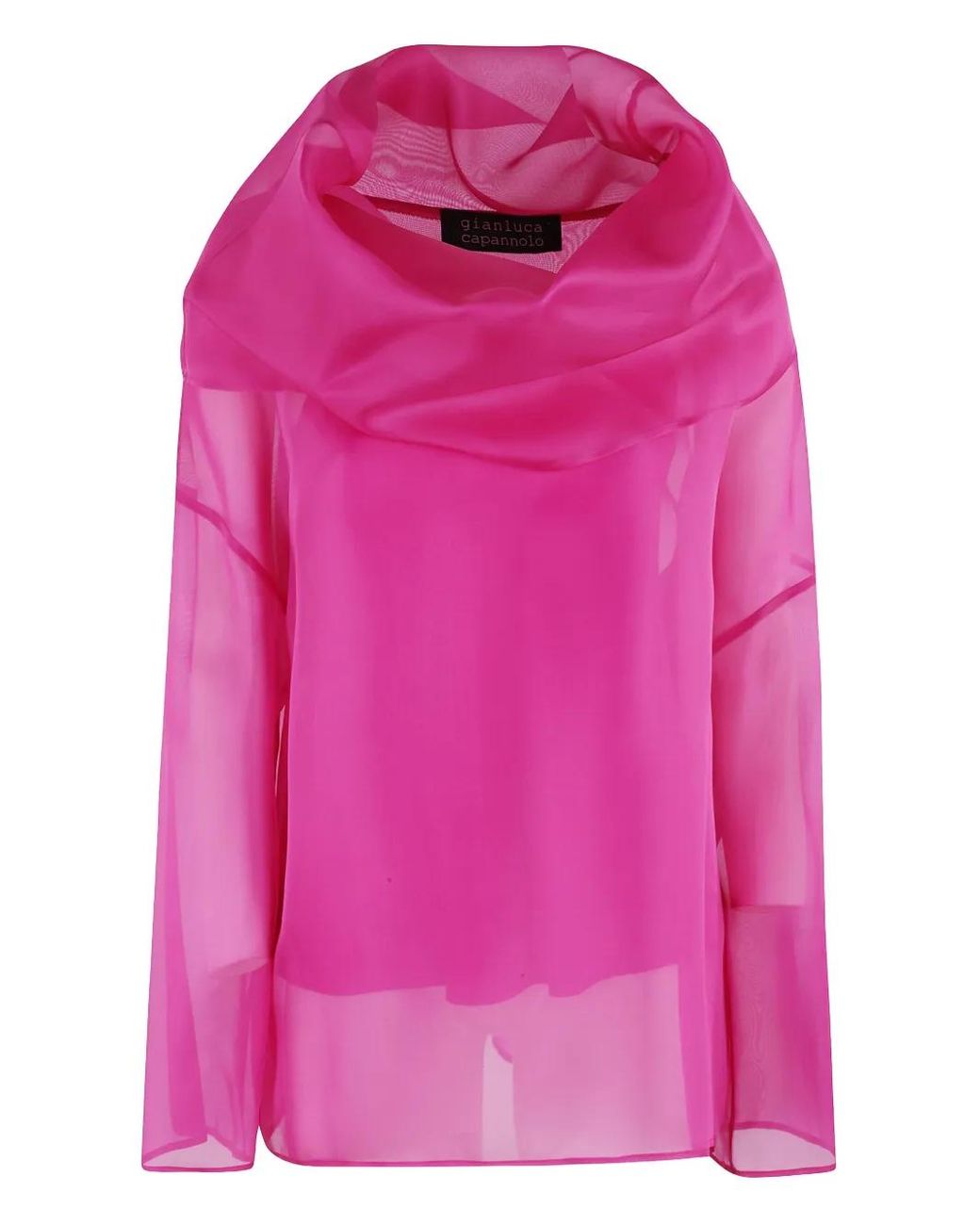 Tシャツ・カットソー Gianluca Capannolo Multicolored Silk Top With Shawl Neckline Gianluca Capannolo Multicolored Silk Top With Shawl Neckline