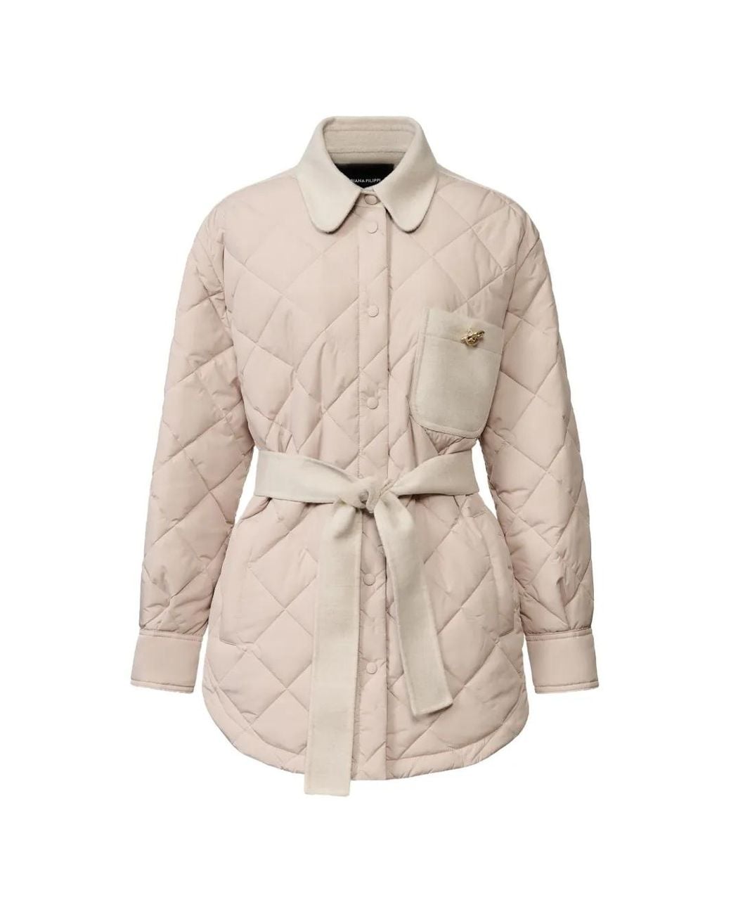 Fabiana Filippi Natural Diamond-Quilted Belted Jacket