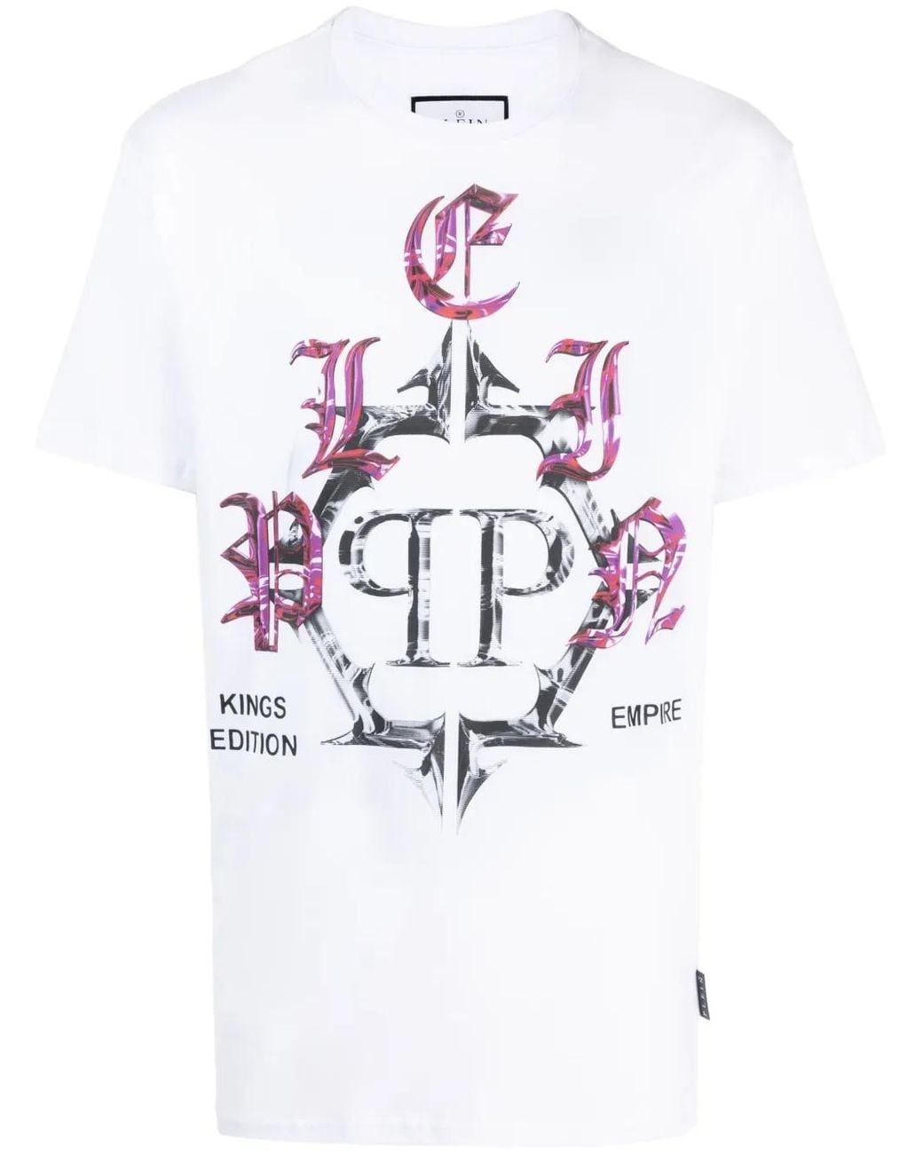 Philipp Plein White Ss Chrome Round-Neck T-Shirt for men