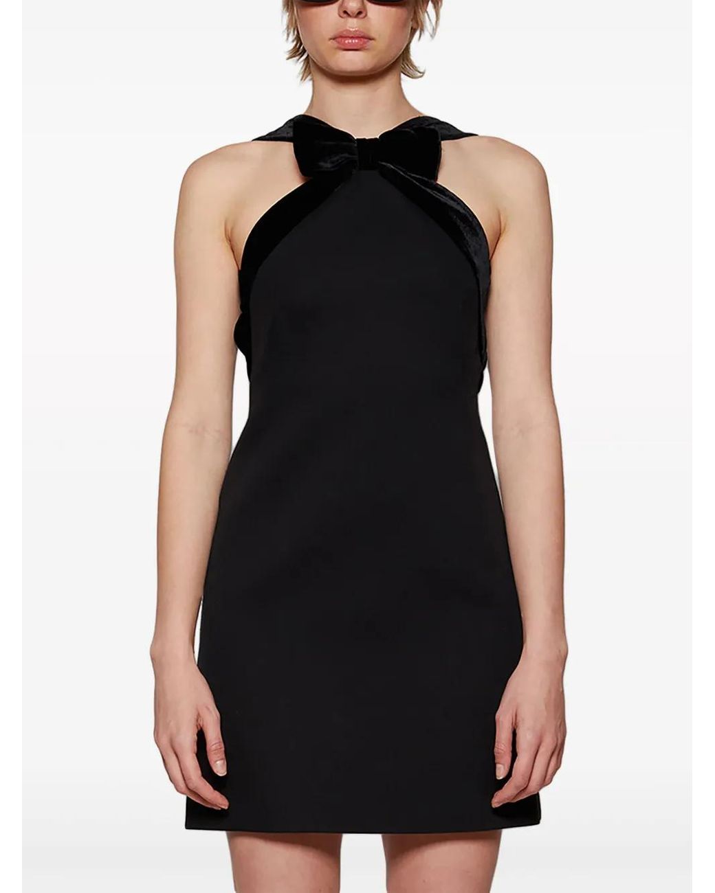 miiesmiim BACK RIBBON VELOUR DRESS Miu Miu Velvet-Bow Low-Back