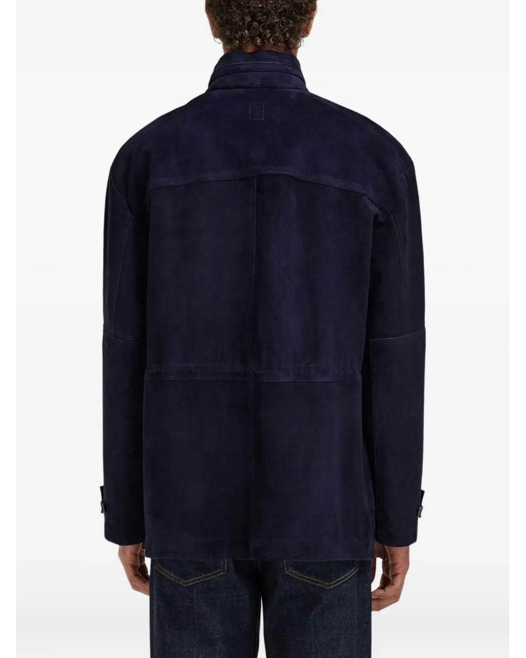 Ferragamo Blue Suede Blouson for men