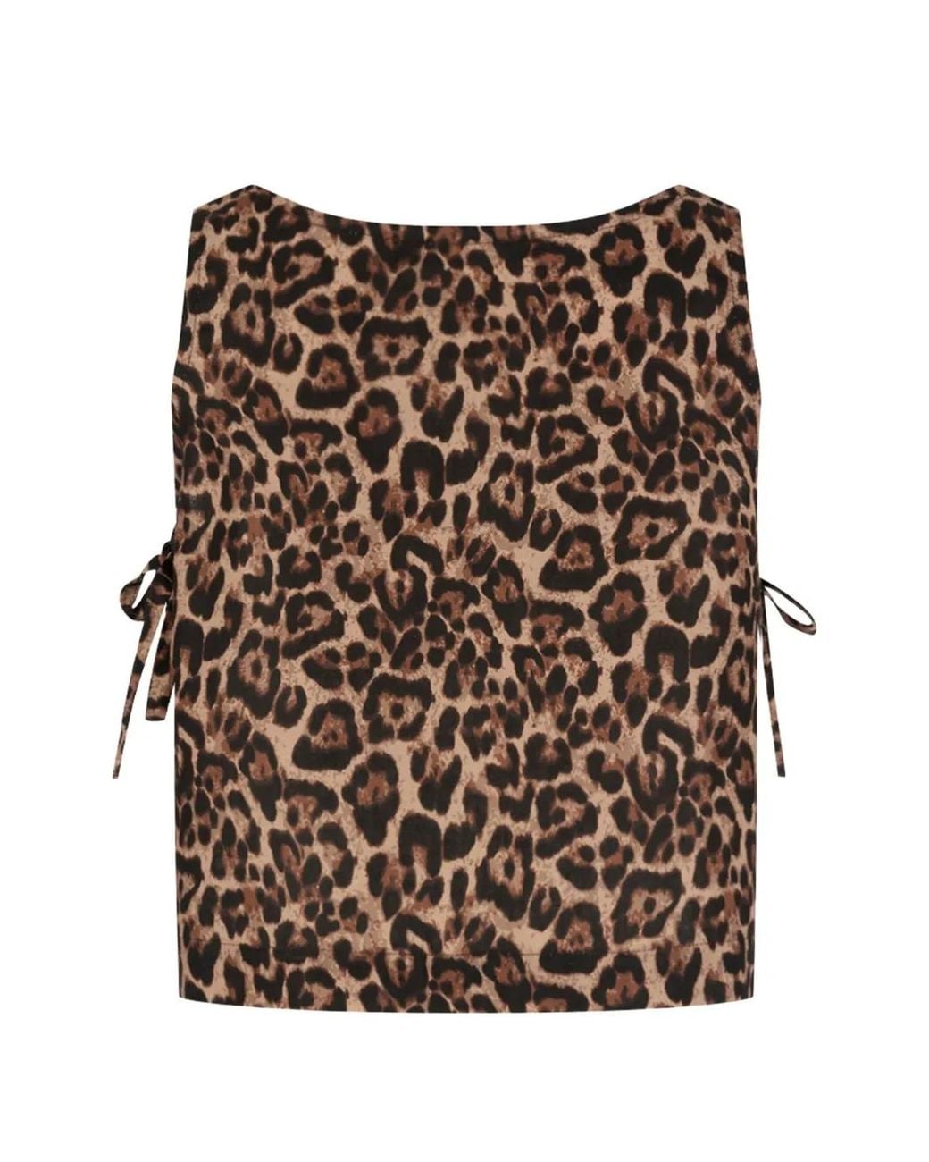 Paramidonna Brown Leopard-Print Side-Tie Beach Top