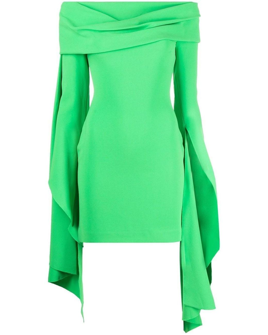 Solace London Off-shoulder Long-sleeve Dress in Green | Lyst