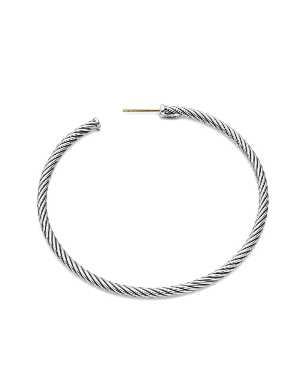 David Yurman Metallic Sterling Sculpted Cable Hoop Earrings