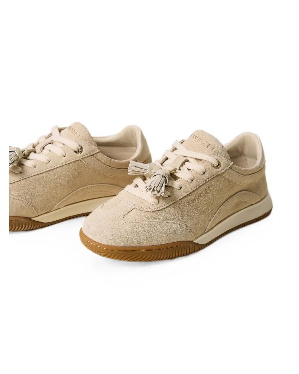 Twinset White Suede Trainers With Tassels