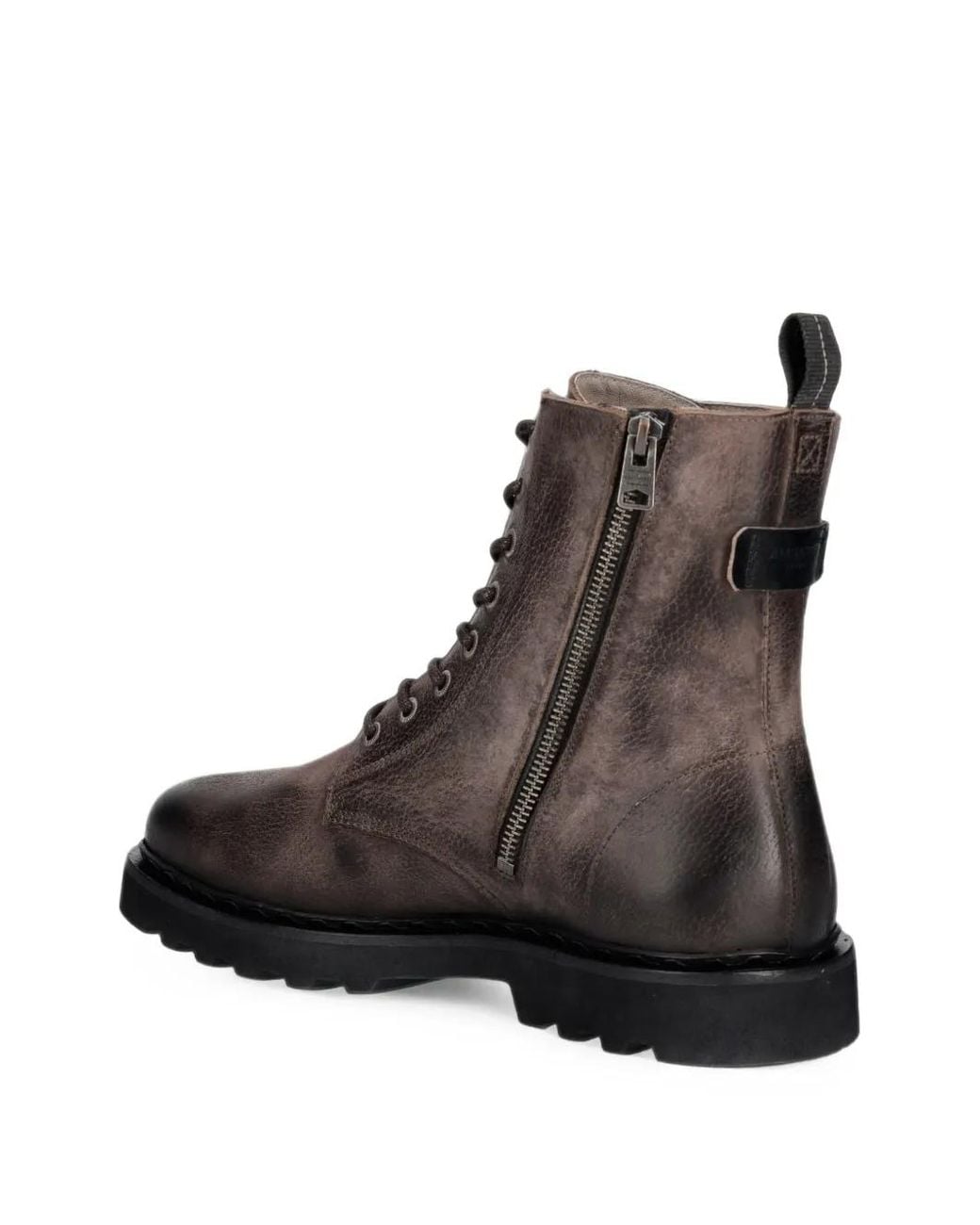 AllSaints Brown Skiff Lace-Up Leather Boots for men