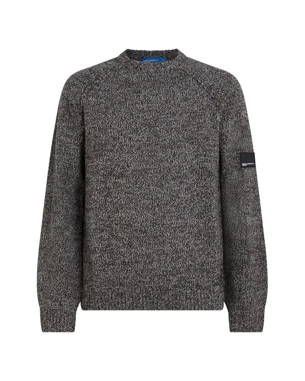 Karl Lagerfeld Gray Wool-Blend Mélange Sweater for men