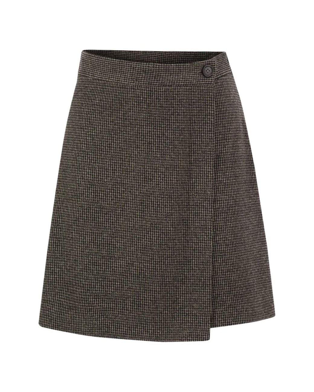 Weekend by Maxmara Gray Houndstooth Wrap-Effect Skort