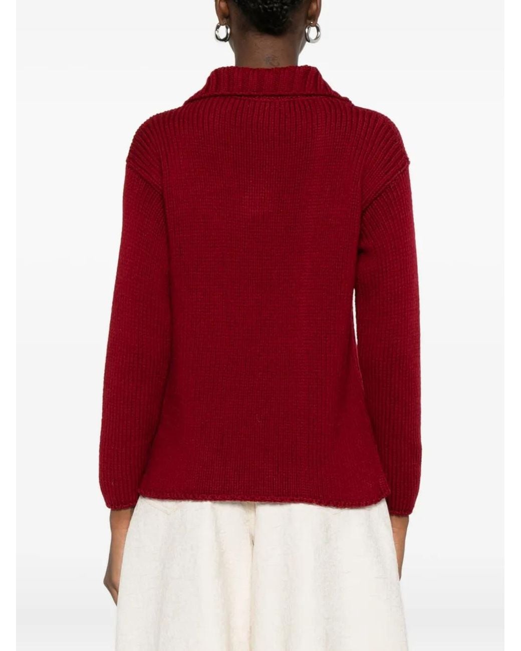 Whyci Red Geknöpfter Pullover