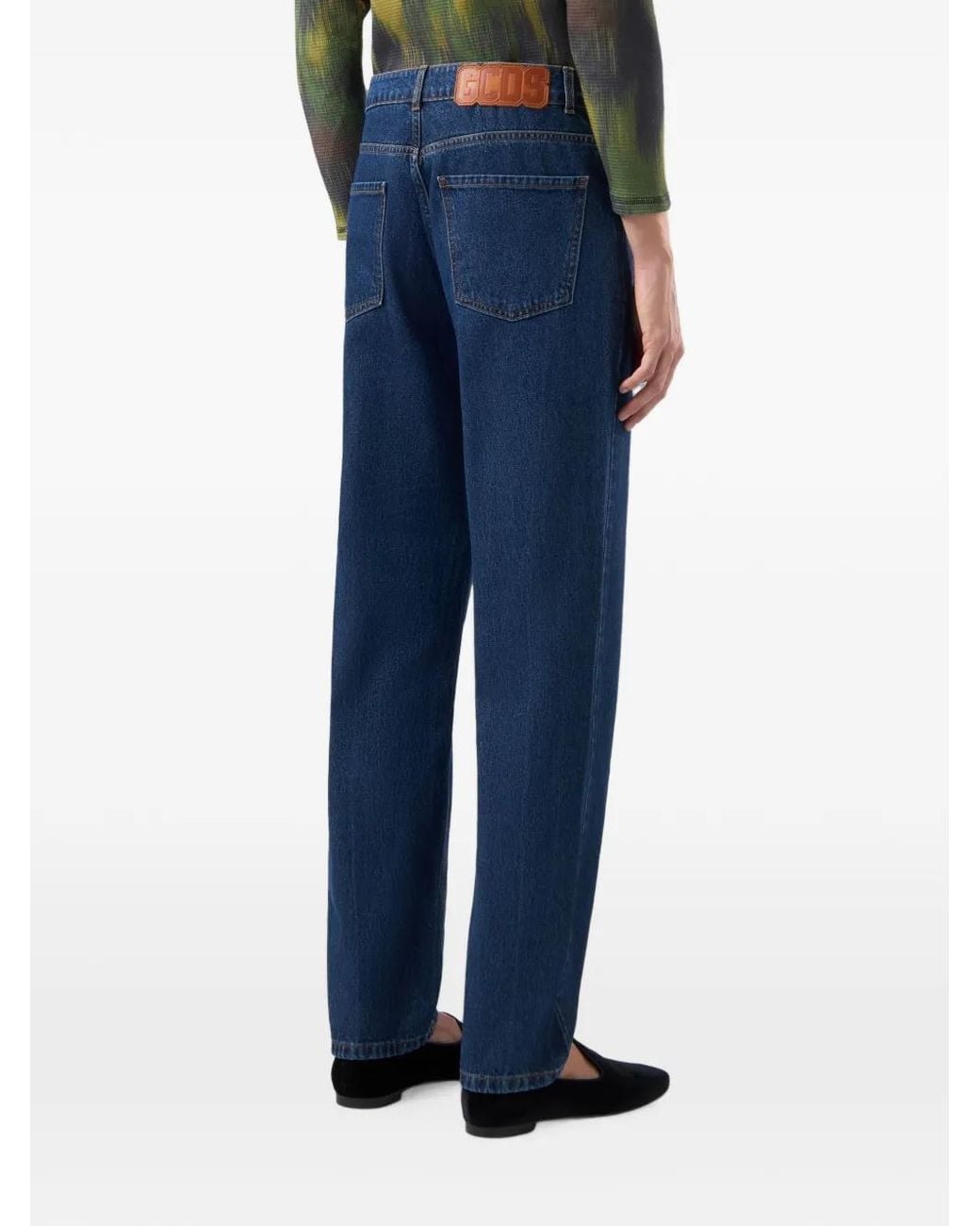Gcds Blue Five-Pocket Straight-Leg Jeans for men