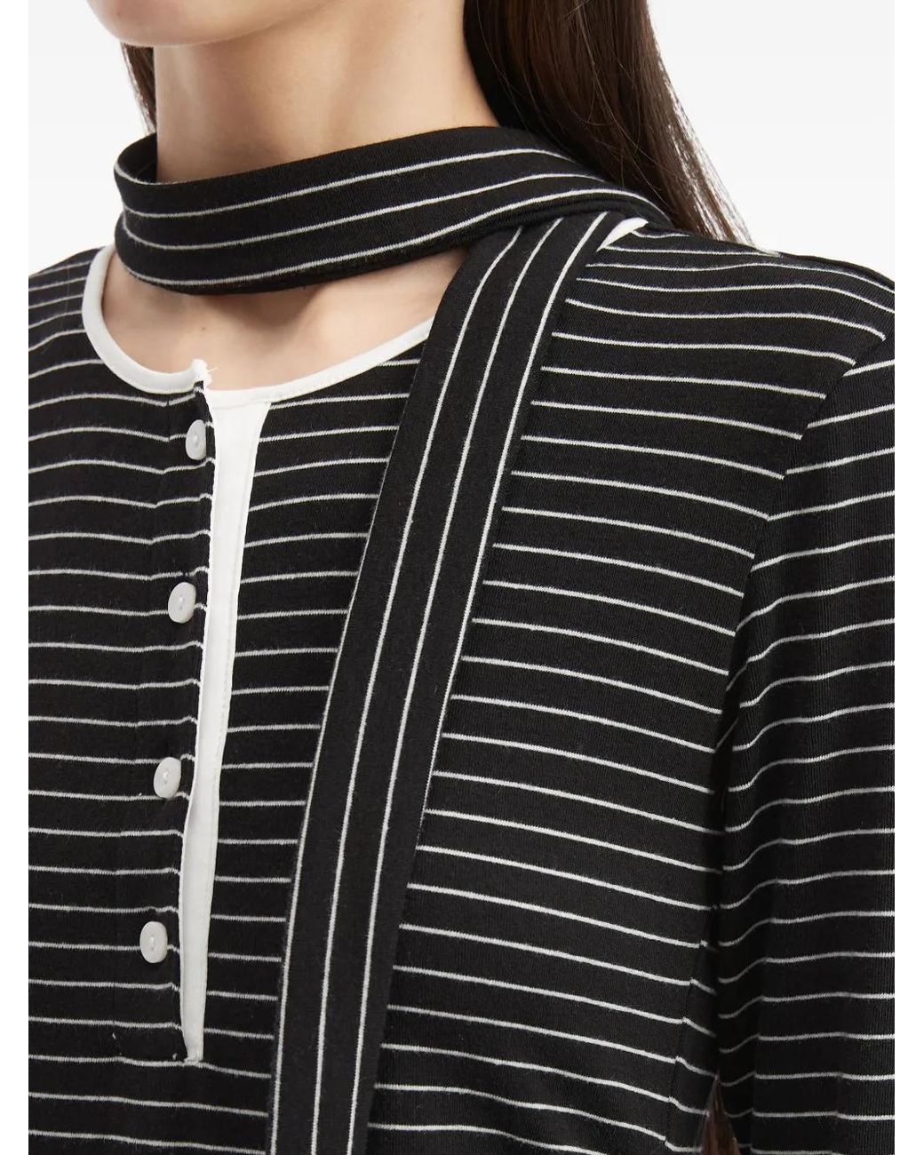 B+ AB Black Striped Button Top