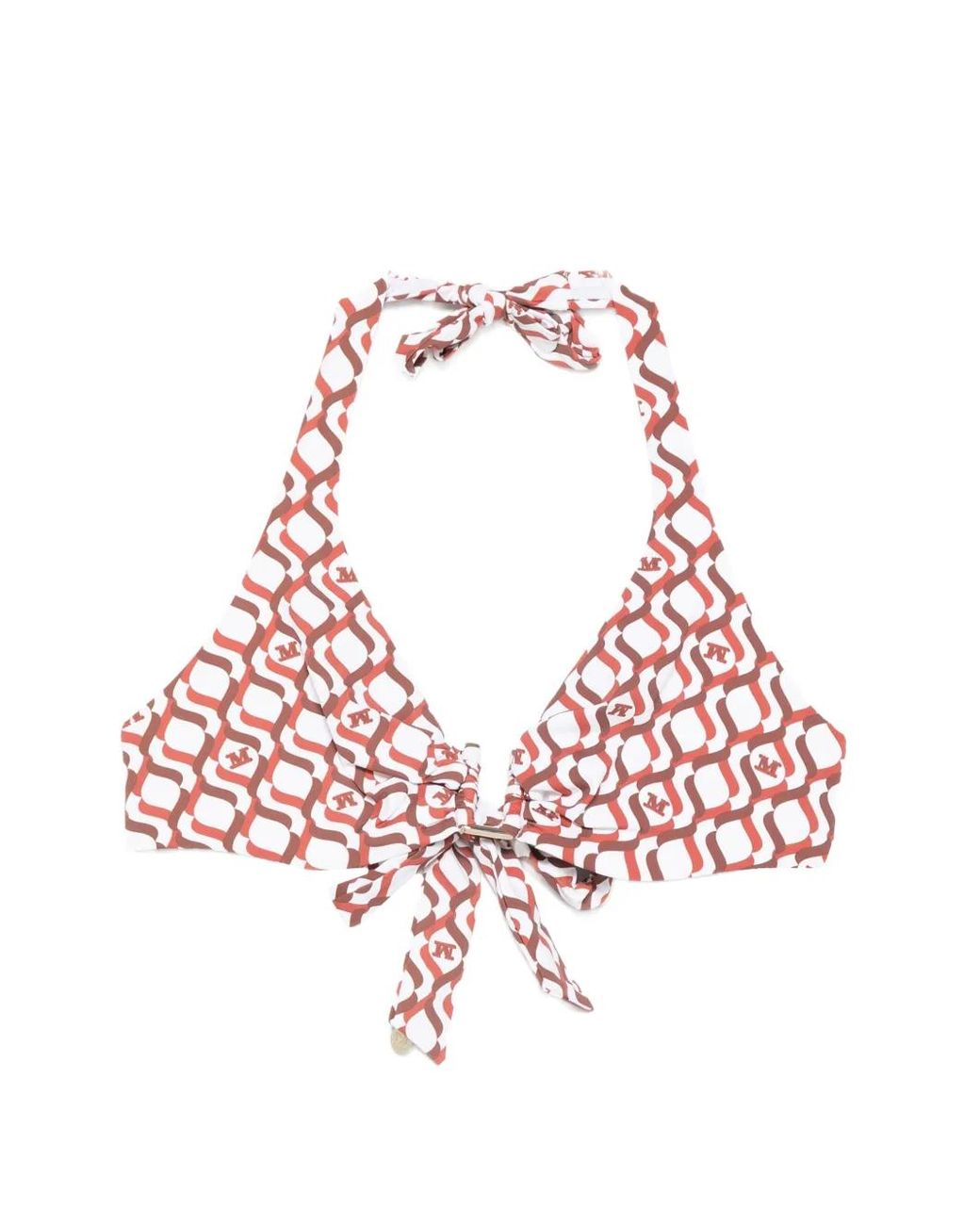 Max Mara Pink Avena Geometric-Pattern Tie Bikini Top