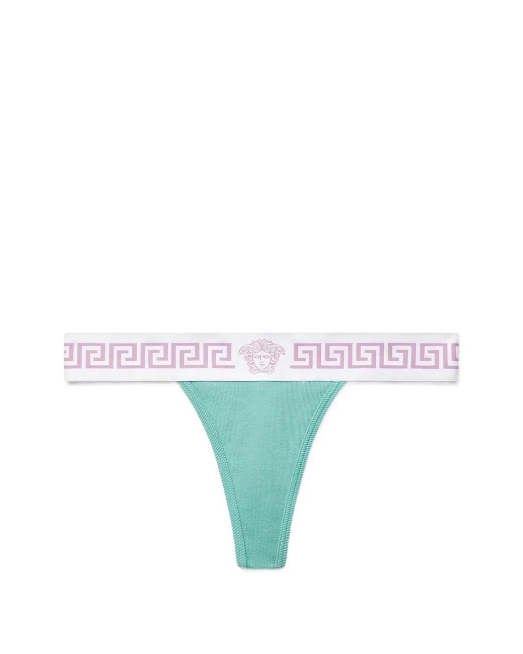 Versace Geribbelde Katoenen String in het Blue