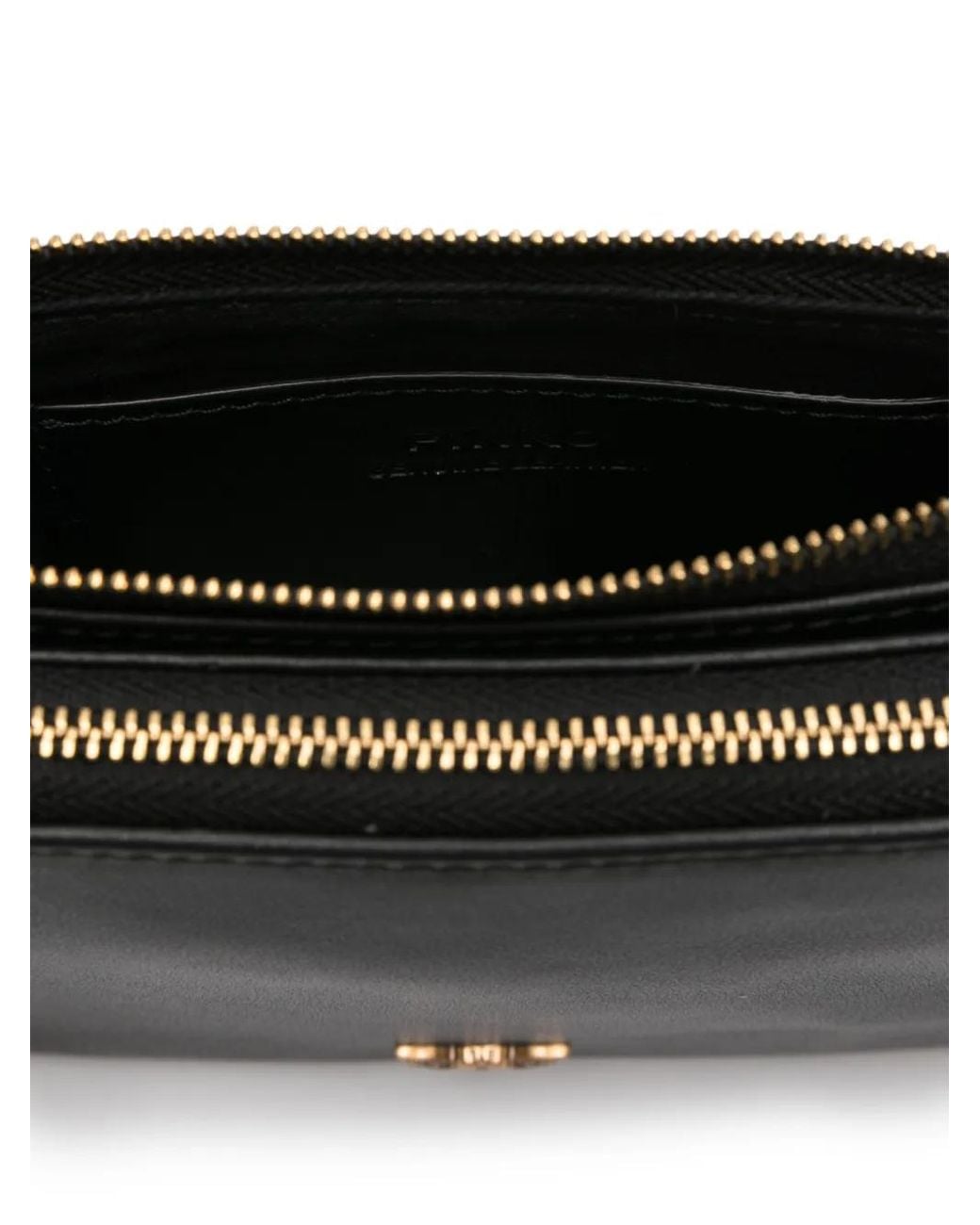 Pinko Black Small Double Leather Shoulder Bag