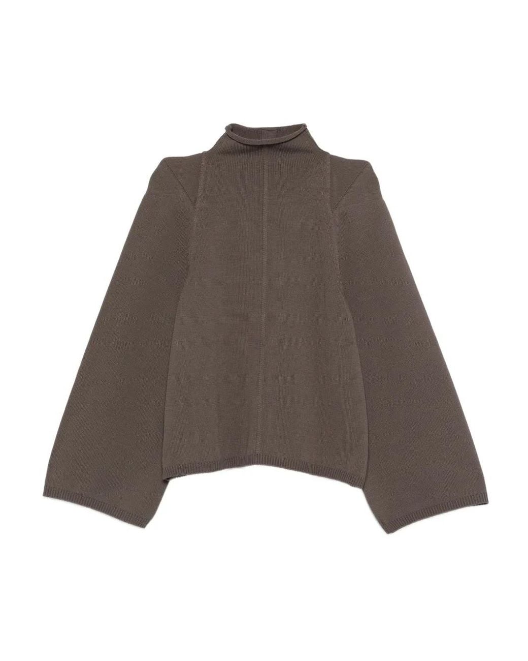 Rick Owens Brown Funnel-Neck Wool Sweater