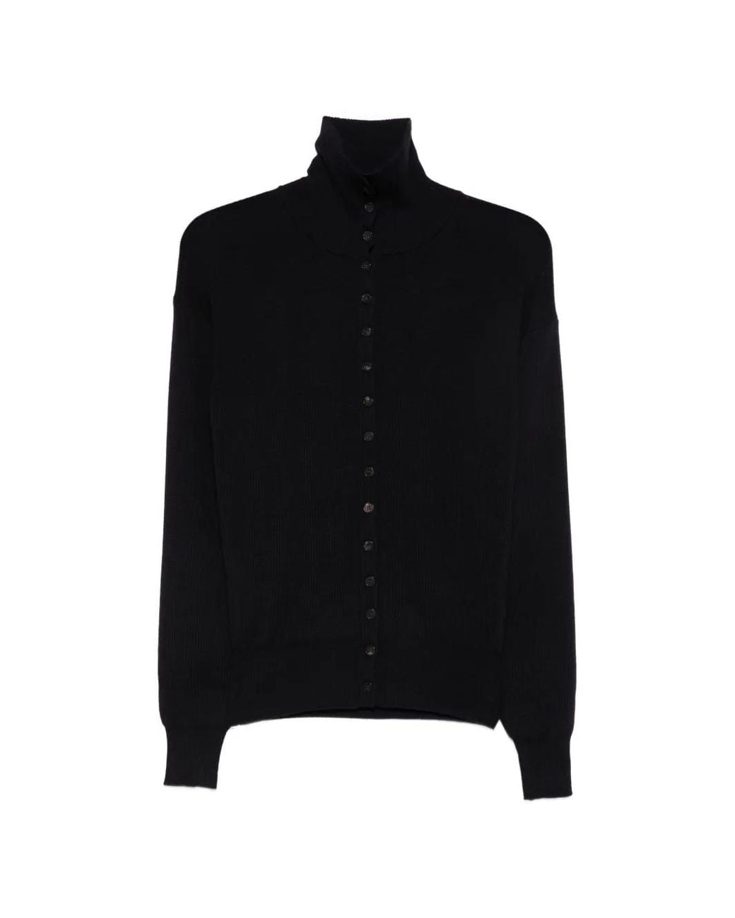 frenken Black Button-Up Roll-Neck Cardigan