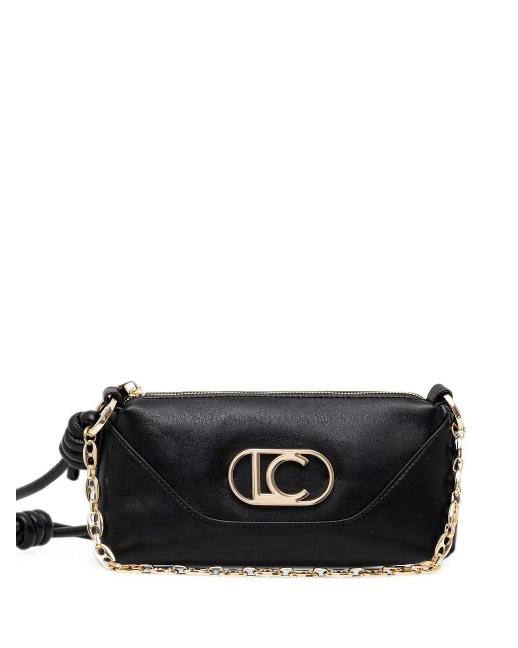 Lola Casademunt Black Logo-Plaque Knotted-Strap Crossbody Bag