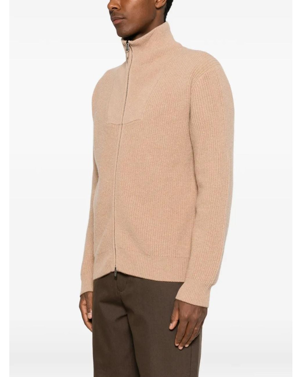Canali Natural Pull Zippé Côtelé for men