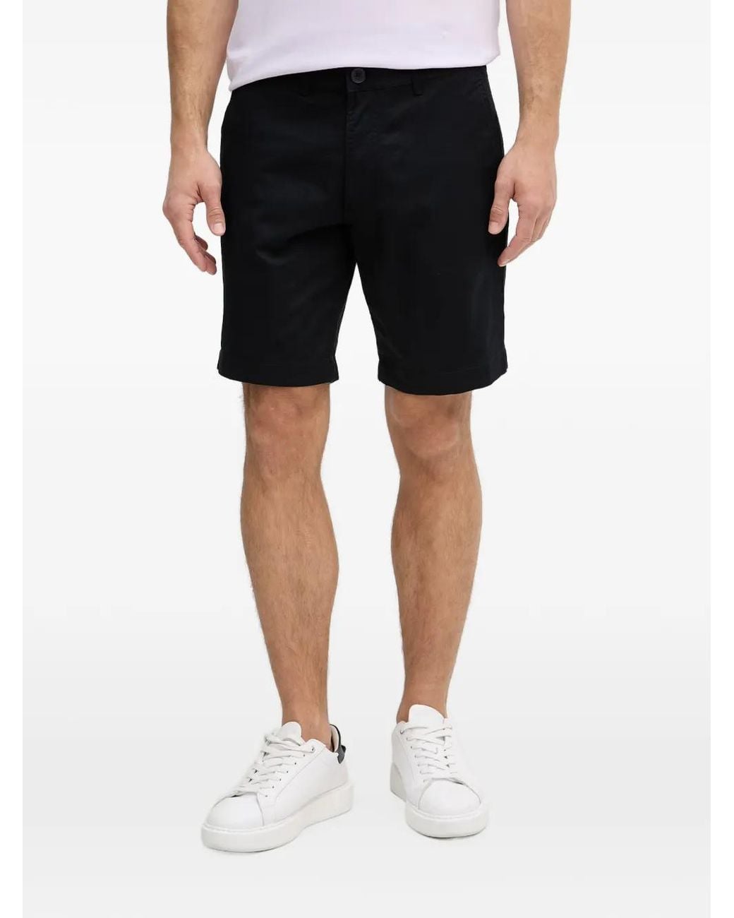 ARMANI EXCHANGE Black Logo-Tag Chino Shorts for men